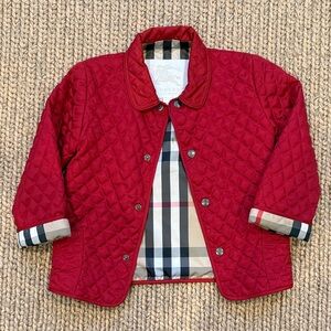 Burberry Kids Red Quilted Puffer Jacket